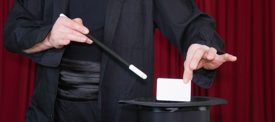 magician-presents-business-card